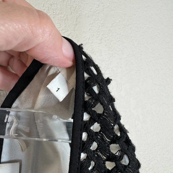 Sandro Paris Paola Mini Dress Size 1 Black Lace Crochet‎ Sleeveless Deep V Neck - Picture 8 of 16